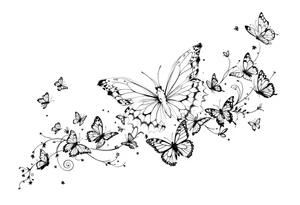 Butterflies of different sizes and colors tattoo idea