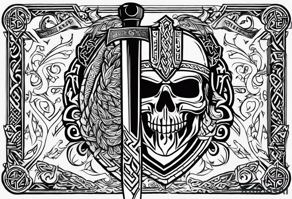 Valhalla sword viking hatchet tattoo idea