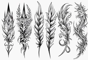 full arm. pointy leaves tattoo idea