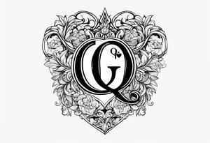 The letter Q with a heart tattoo idea