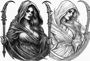 full body Female grim reaper tattoo idea
