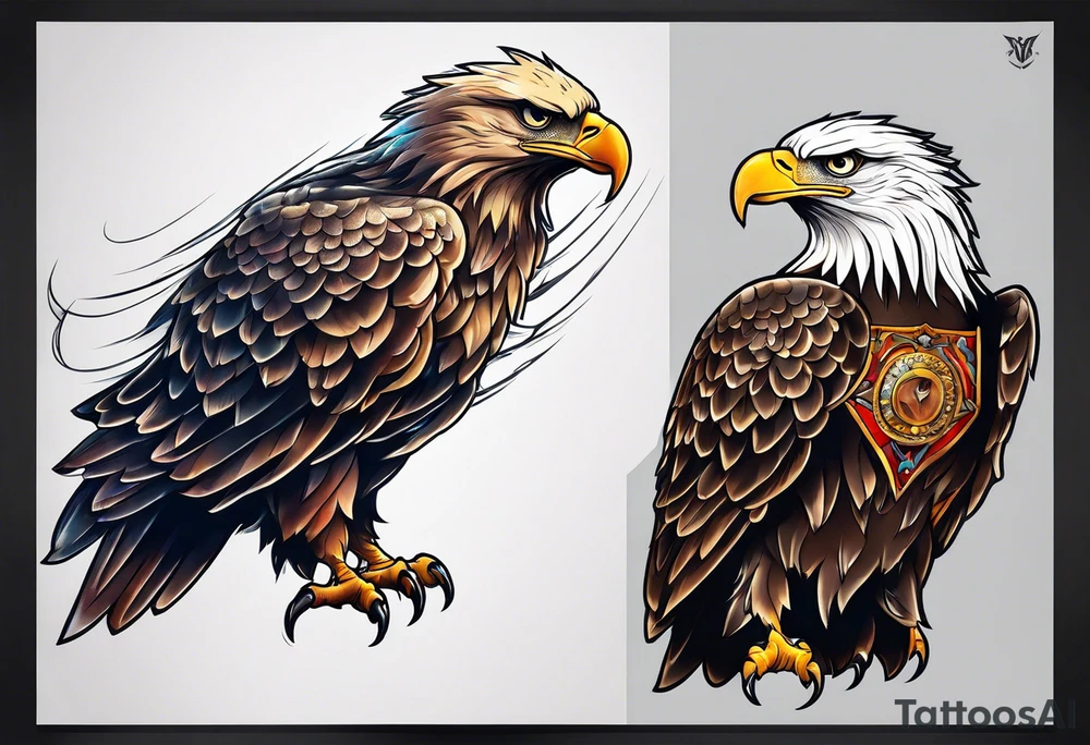 Eagle chest tattoo idea