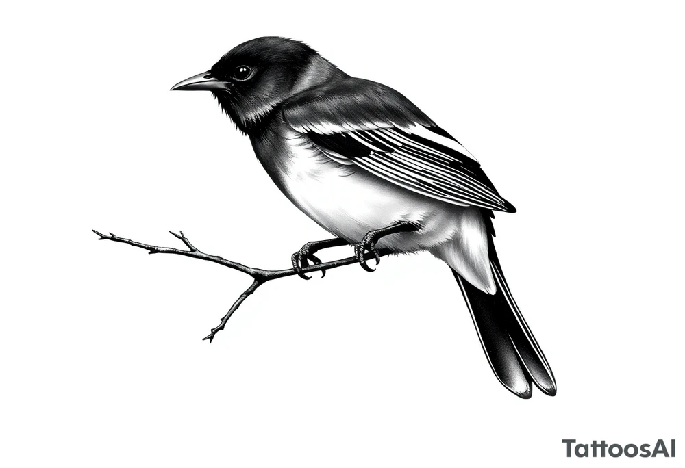Male European Blackbird on a branch tattoo idea tattoo idea