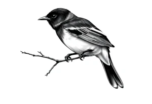 Male European Blackbird on a branch tattoo idea tattoo idea