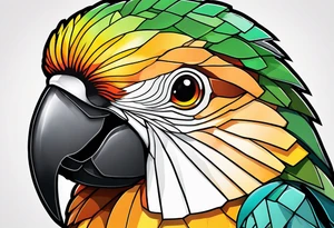geometric black headed caique parrot tattoo idea