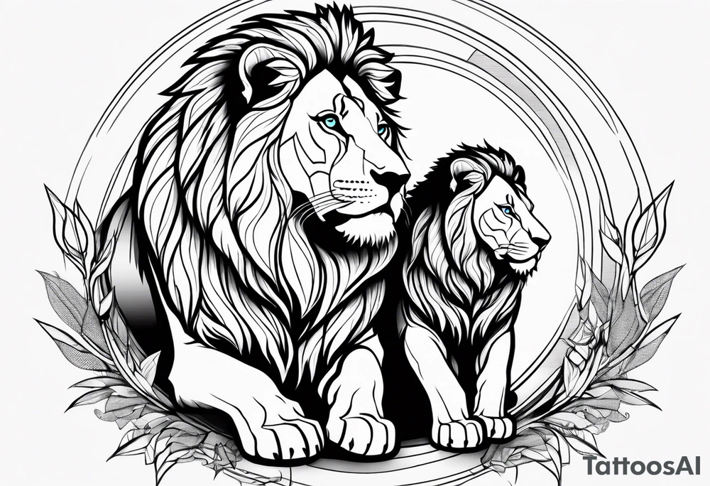 Two Lions, Mom and cub, Sarabi and Simba tattoo idea