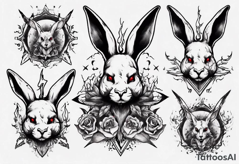 bloody satanic rabbit tattoo idea