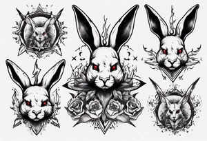 bloody satanic rabbit tattoo idea
