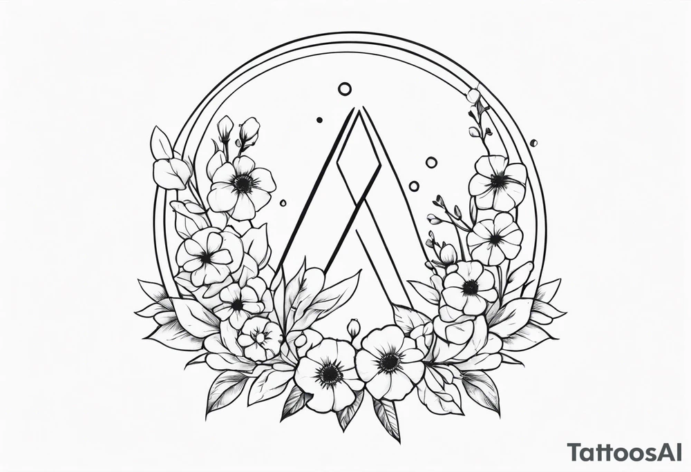 Gemini sign with flowers tattoo idea