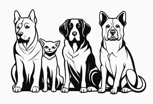 2 big dogs 3 small dogs and one black cat tattoo idea