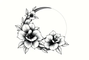 moon-shaped flowers tattoo idea