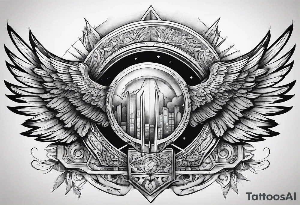 a halo over wings tattoo idea