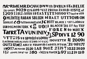 Spiraling down arm, Roman numeral of these dates 12/26/1997, 12/12/1998, 02/28/2019, 06/17/2023 tattoo idea