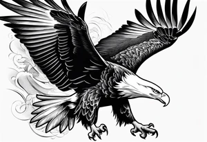Bald eagle soaring straight with wings out, no legs showing tattoo idea