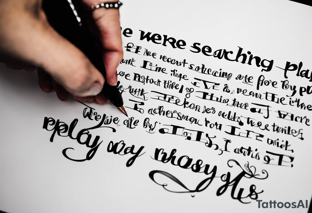 create a tatto using the next lyric: "We were searching for reasons To play by the rules" tattoo idea