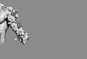 sleeve of narcissus flowers, holly and jonquil flowers tattoo idea