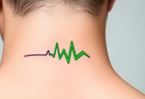 A heartbeat line forming the outline of a heartbeat monitor screen, with green, representing medical or life-saving connections. tattoo idea