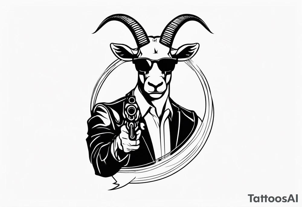 capricorn man with sunglasses and gun tattoo idea