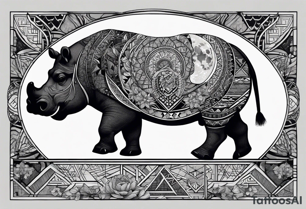 Very asymmetrical, +geometric pattern, with realistic full moon, with hippo,+tribal, +geometric, +inkart , +blackwork, +grey scale, + sketch
with wintersweet flower bud, +inkart touch, +for men, detailed , combined favourite , tattoo idea