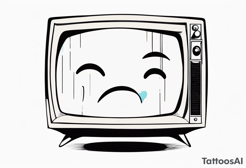 retro television set character with a sad crying face tattoo idea