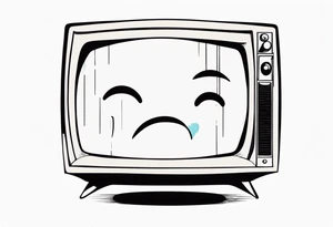 retro television set character with a sad crying face tattoo idea
