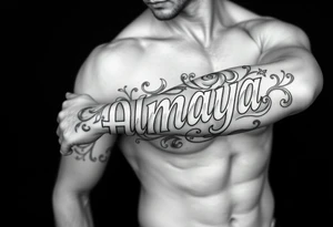 Almaya the name with Lillie’s surrounding it tattoo idea