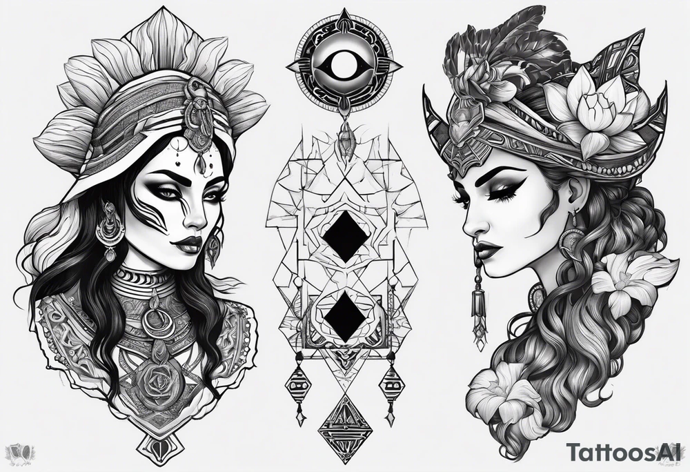 kali ma, alien goddess, valkrye, aries, pirate, divine feminine, zenza resonance, pachamama, lotus azul, blank panther, eagle, skull, 5D, nueva gaya, dna 12 tattoo idea