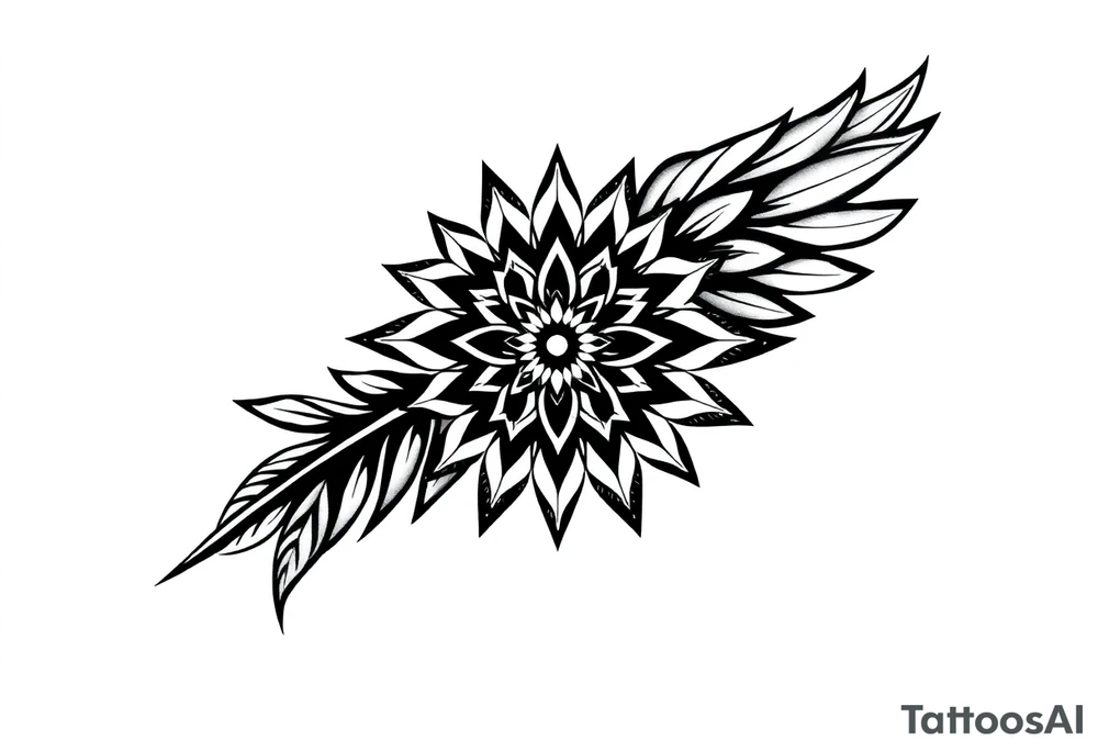 spiritual feather indian mandala shaman tattoo idea