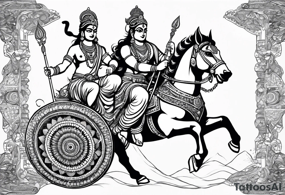 Lord krishna and arjun on a chariot tattoo idea