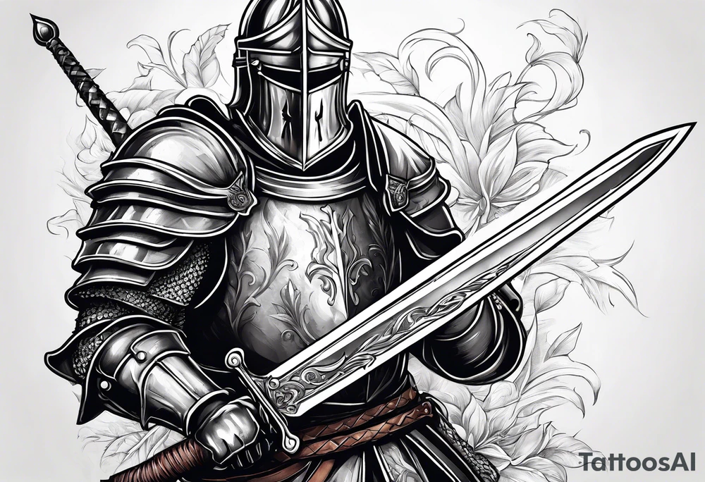 Medieval knight holding a sword tattoo idea