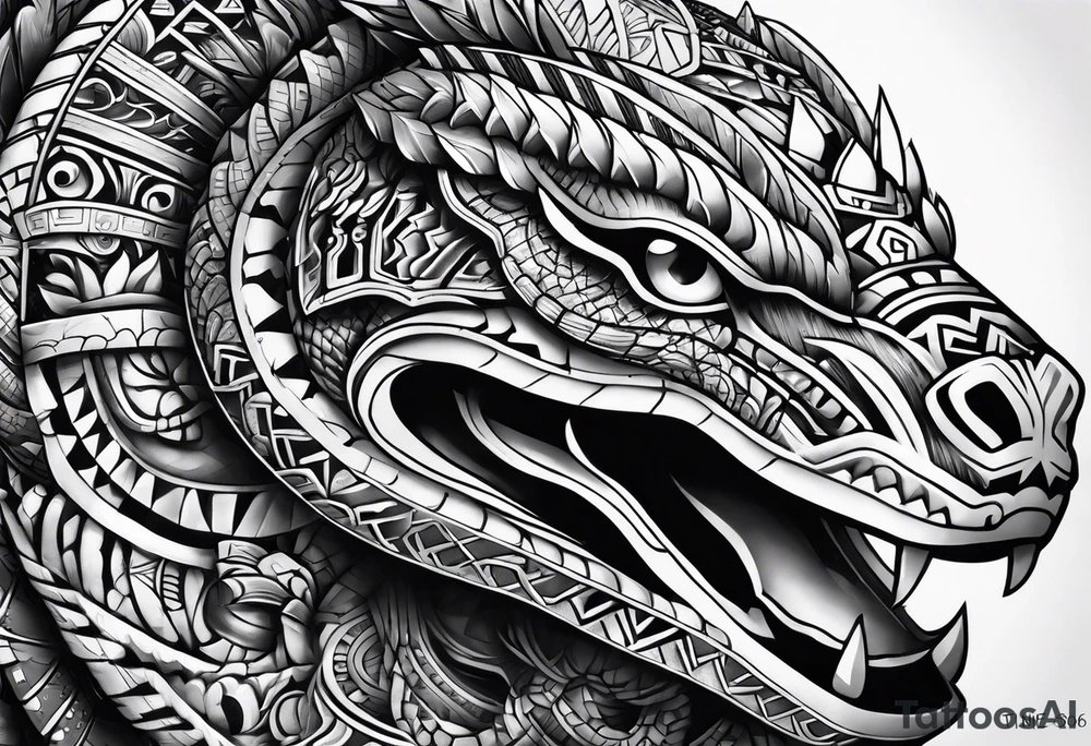 aztec snake sleeve tattoo idea