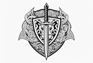 Sword shield dragon Valhalla valknut bear tattoo idea