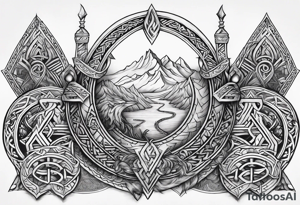 Valhalla steps Viking symbols tattoo idea