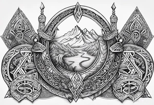 Valhalla steps Viking symbols tattoo idea