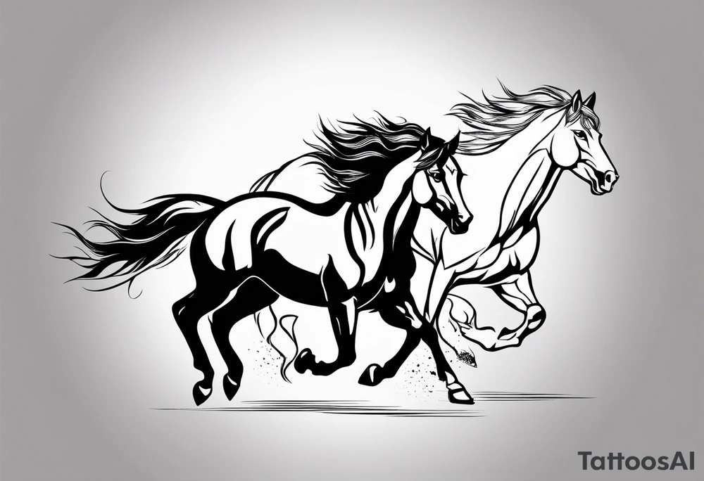 Horse and wolf tattoo idea