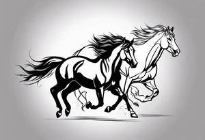 Horse and wolf tattoo idea