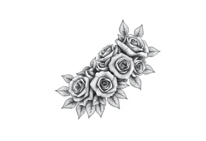 Small Roses with NO LEAVES fully filling up the inside of an lateral elongated diamond shape tattoo idea