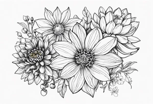 Narcissus, Chrysanthemum, Cosmos, snow drop tattoo idea