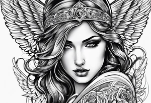 Sexy angel woman broken wings tattoo idea