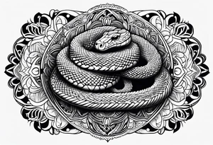 Rattlesnake in a mandala black tattoo design tattoo idea