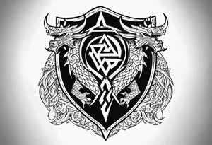 Sword shield dragon Valhalla valknut tattoo idea