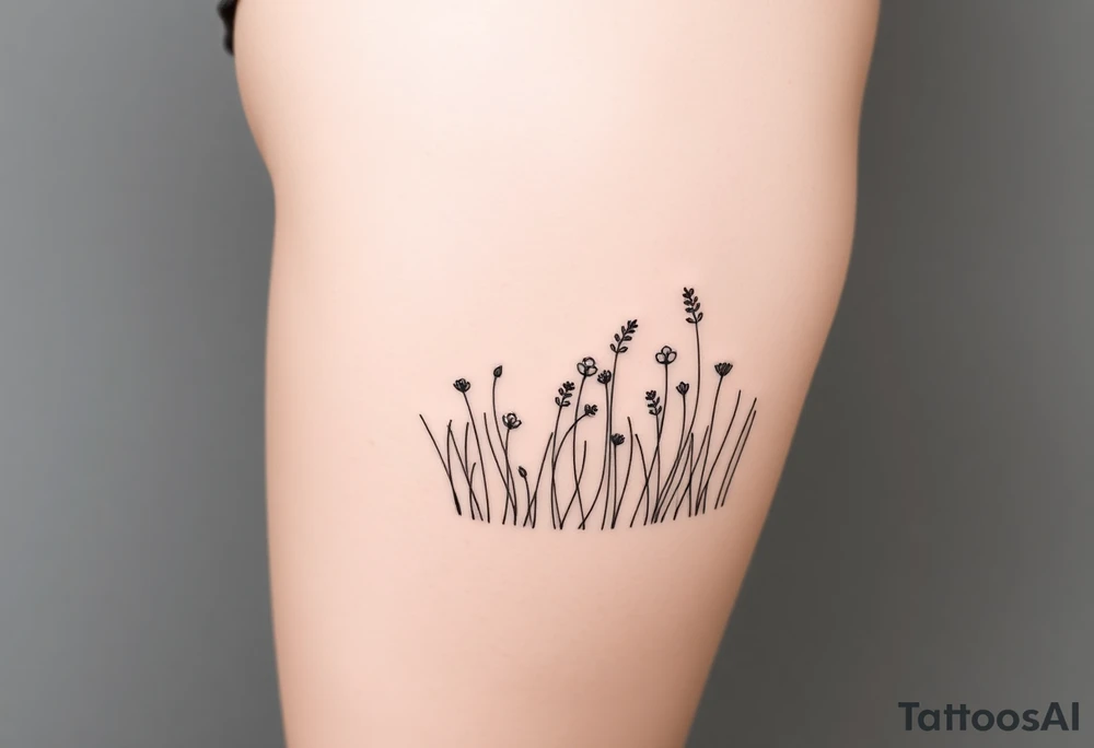 A field with long grass and flowers tattoo idea