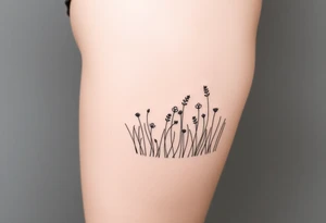 A field with long grass and flowers tattoo idea