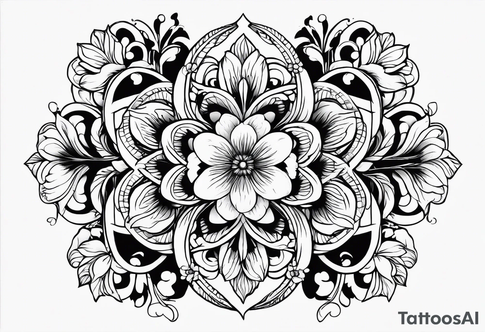 Infinity symbol with March, April June November December birth flowers tattoo idea