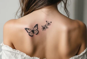 Small Butterfly and flowers tattoo idea