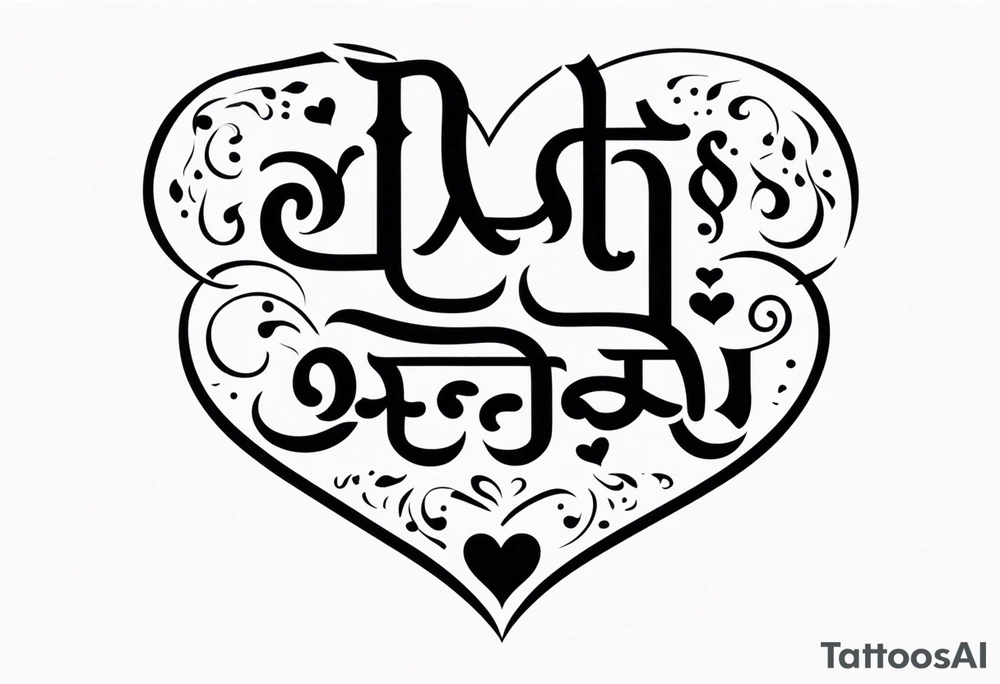 ਨਿਰਭਉ ਨਿਰਵੈਰ Punjabi text with heart symbolizing love tattoo idea