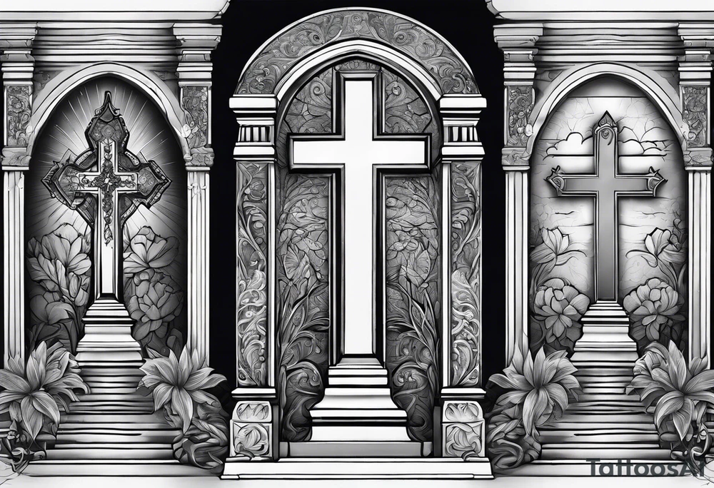 Tomb with cross tattoo idea