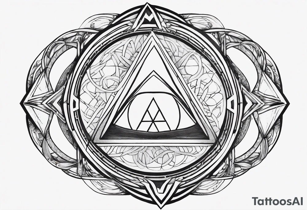 Simplistic symbol large delta inside a circle made from chain tattoo idea