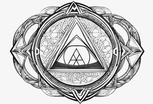 Simplistic symbol large delta inside a circle made from chain tattoo idea