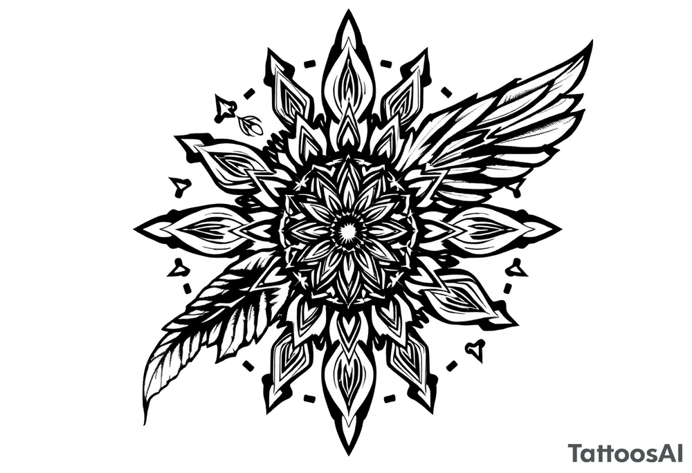 spiritual feather indian mandala shaman tattoo idea